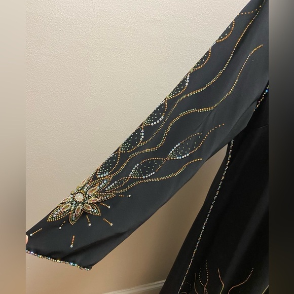 Ayat fashion‎ abaya kaftan maxi black embellished hooded Medium NWT - Picture 6 of 10